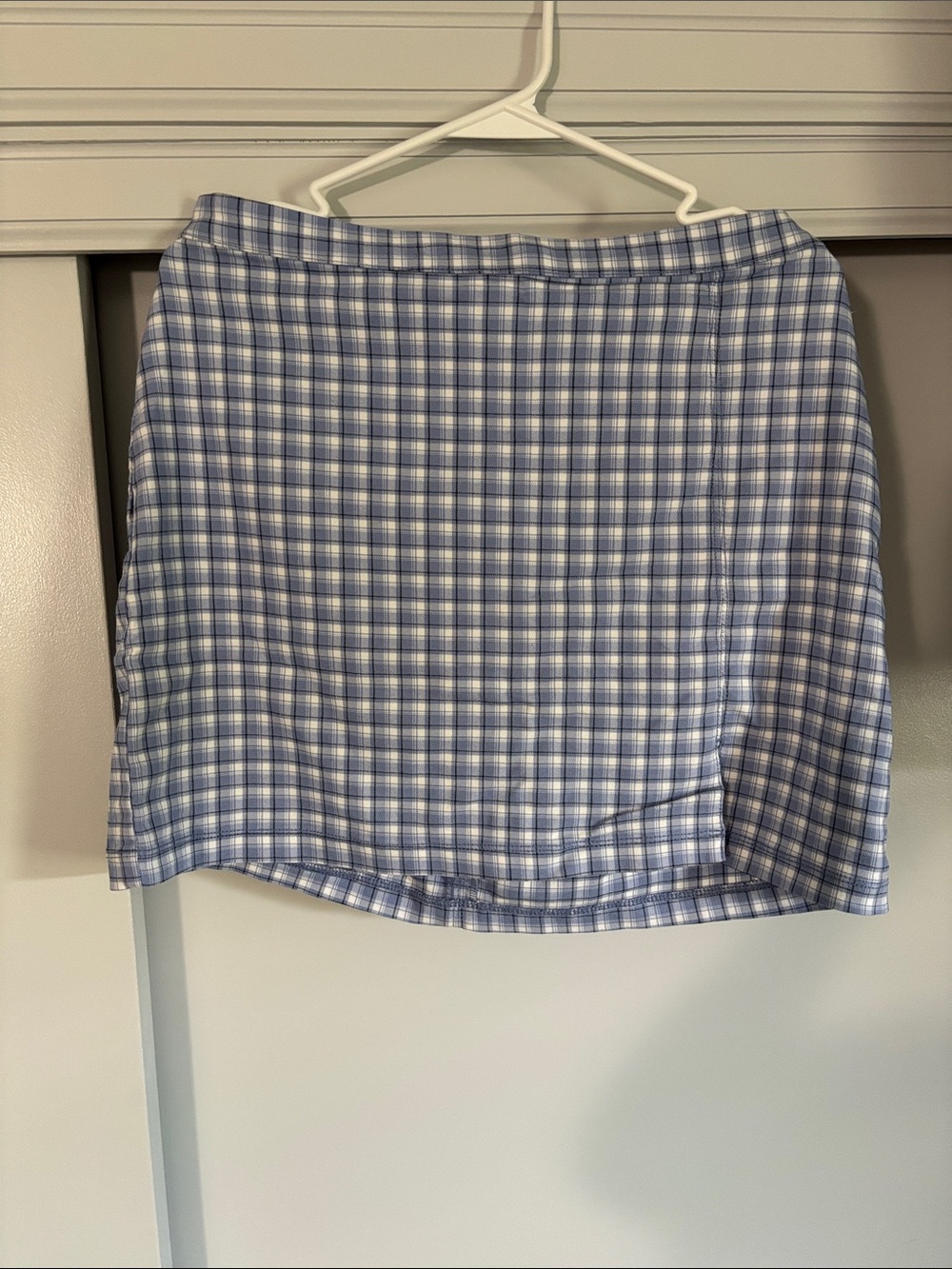 Hollister Light Blue and White Plaid Mini Skirt